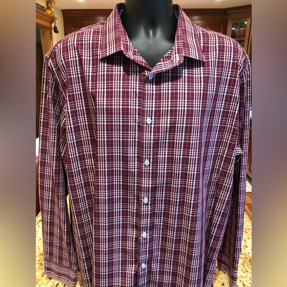 UNTUCKit Men's Red Plaid Casual Button Down Shirt XXL
